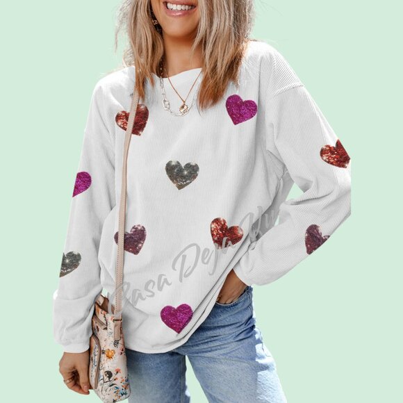 Uber Soft Comfy Baggy Slouchy Drop Shoulders White Pullover with a Little Bling - Picture 2 of 8